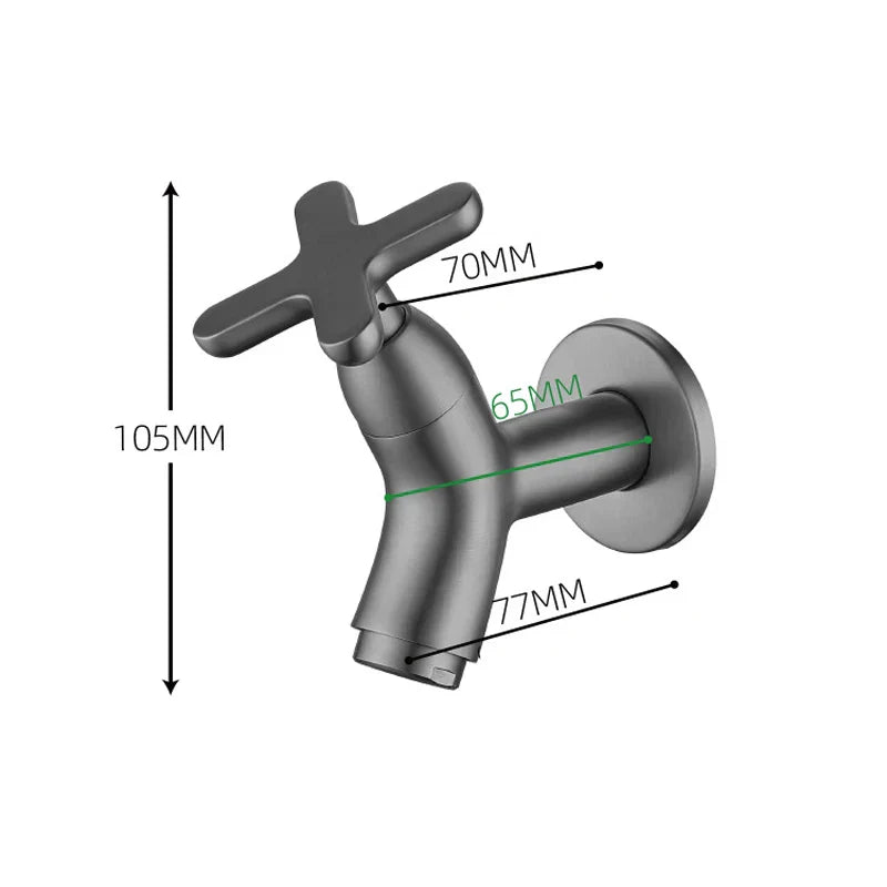 BrassFlow massief messing wandgemonteerde koudwaterkraan