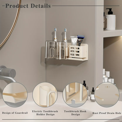 BristleHub wandgemonteerde tandenborstelhouder aluminium badkamerorganizer