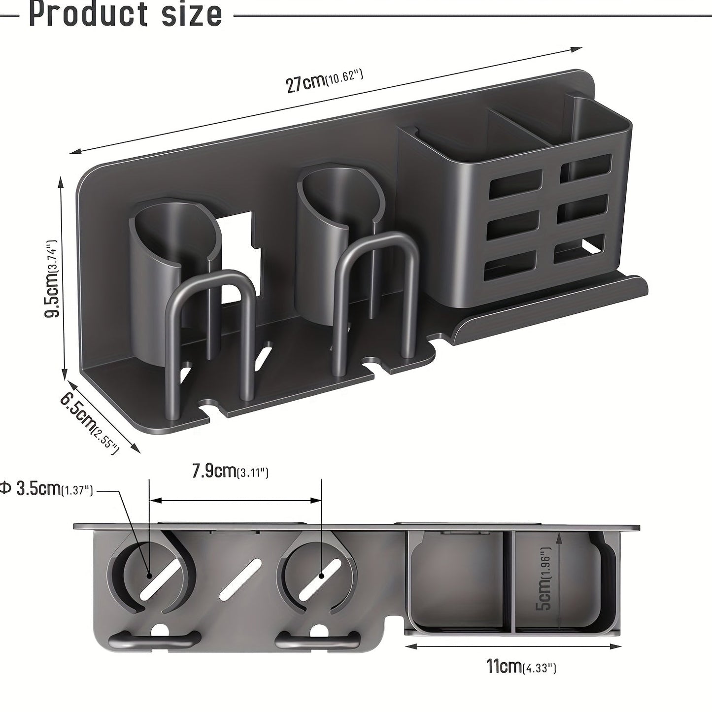 BristleHub wandgemonteerde tandenborstelhouder aluminium badkamerorganizer