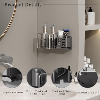 BristleHub wandgemonteerde tandenborstelhouder aluminium badkamerorganizer