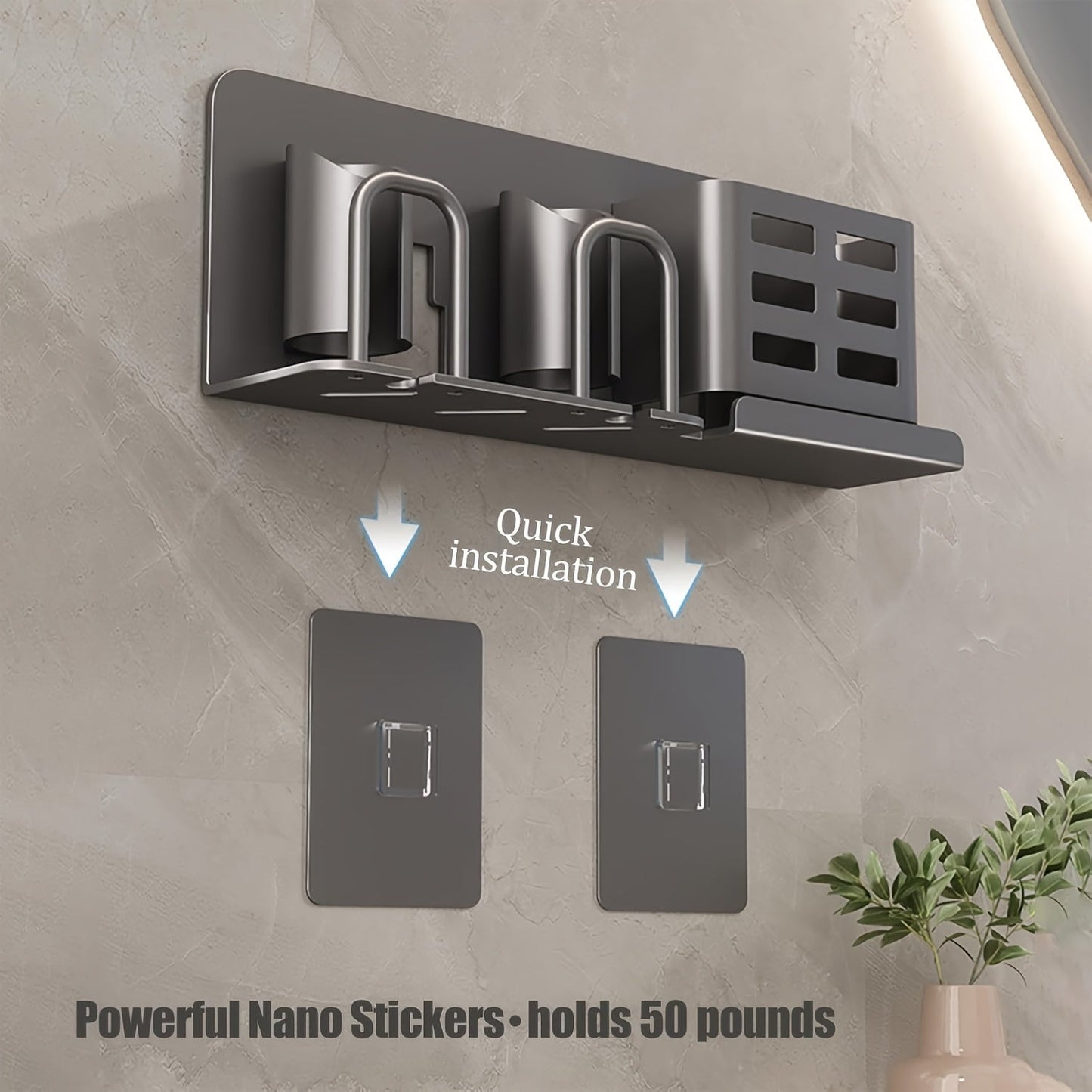 BristleHub wandgemonteerde tandenborstelhouder aluminium badkamerorganizer