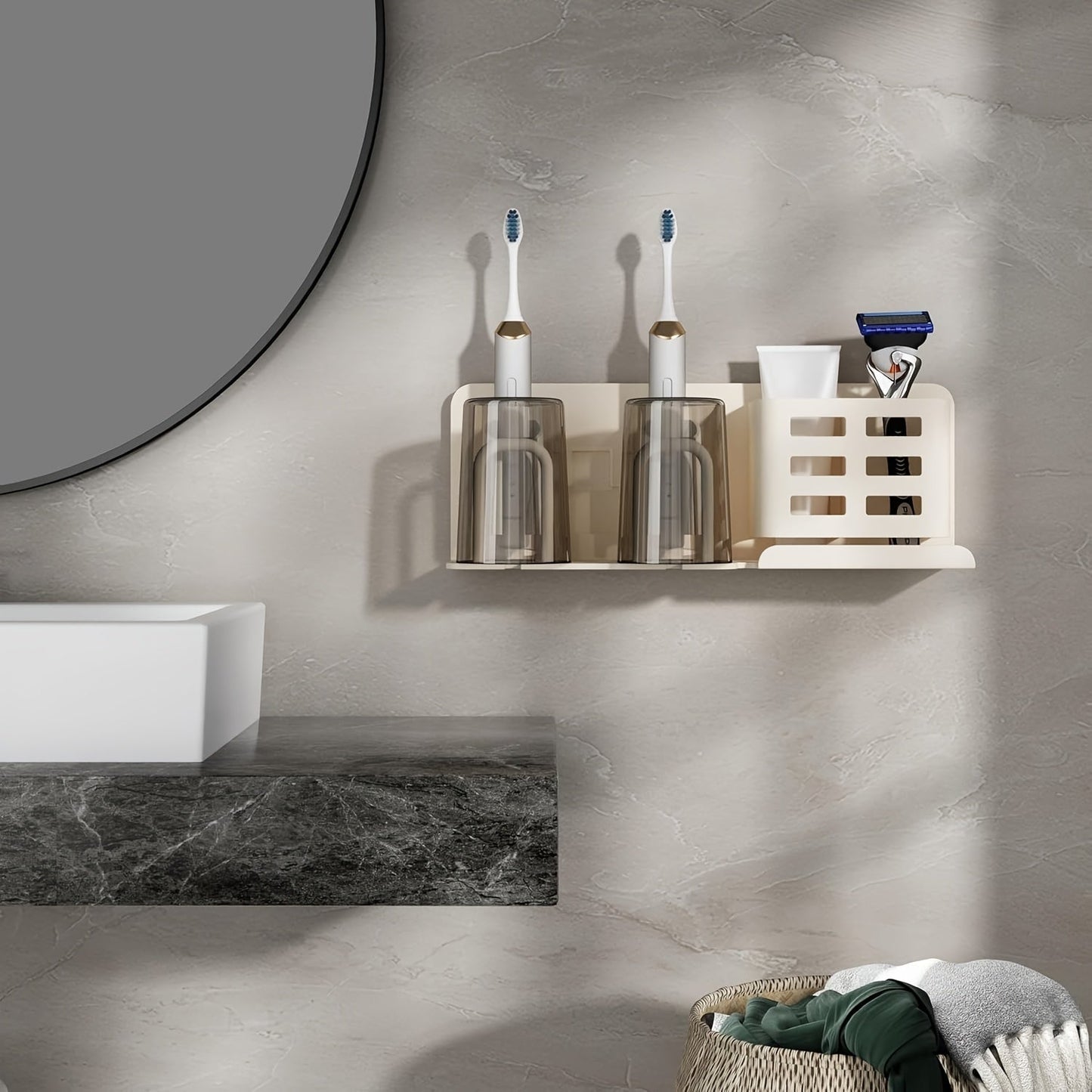 BristleHub wandgemonteerde tandenborstelhouder aluminium badkamerorganizer