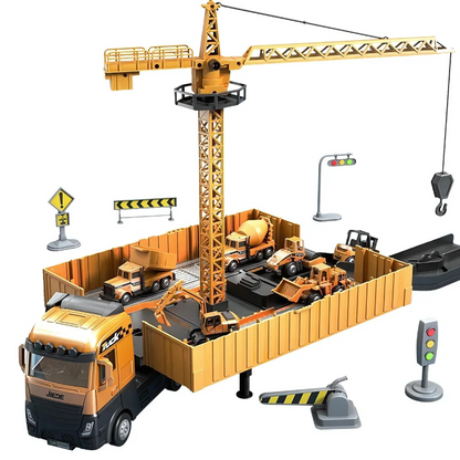 BrixBuddy 2-in-1 Bouwtruck Speelgoed met Mini Voertuigen en Speelset
