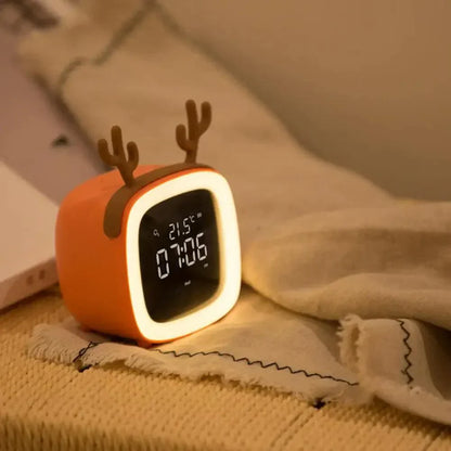 Cartoon konijn LED wekker met nachtlampje oplaadbare digitale bedklok
