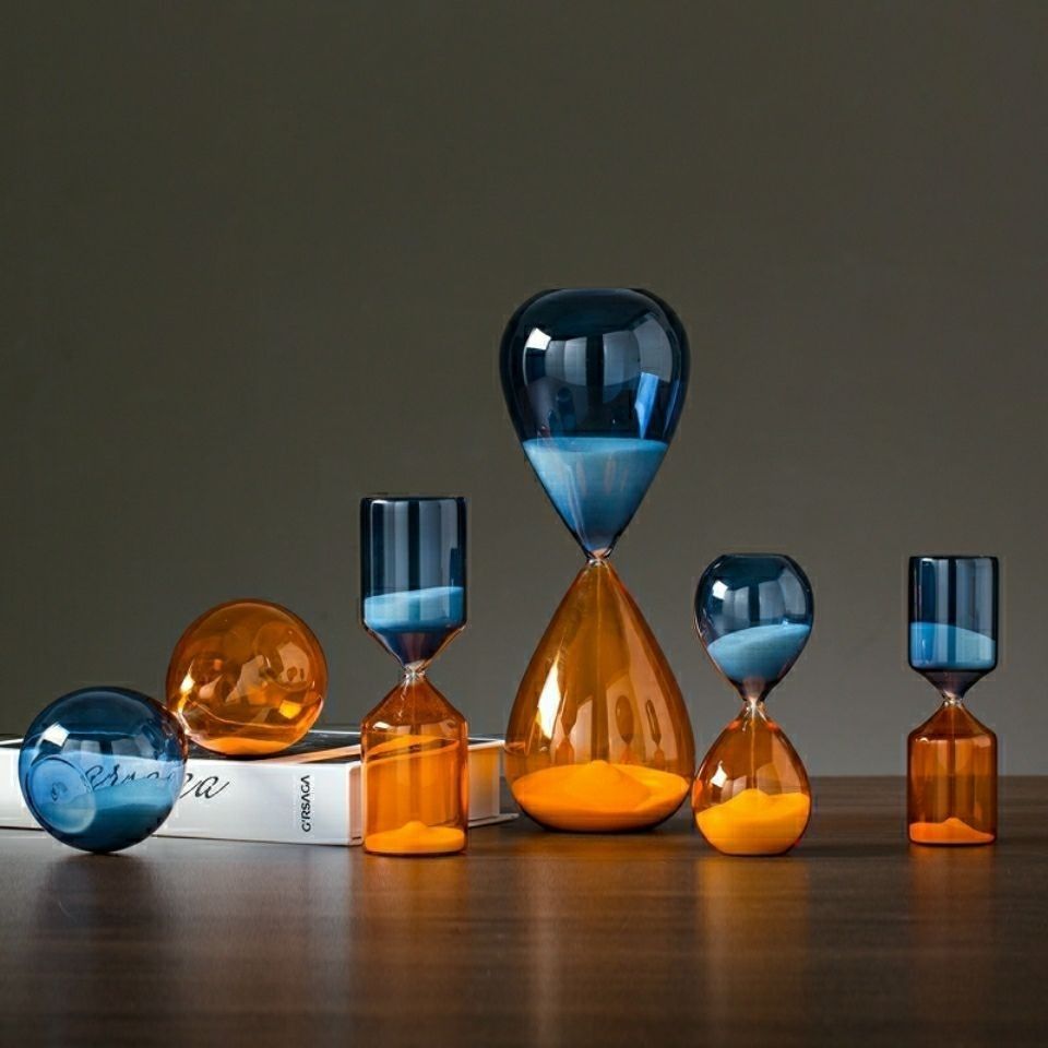 Chronovist zandloper timer met elegant glazen ontwerp en meerdere tijdopties voor woondecoratie