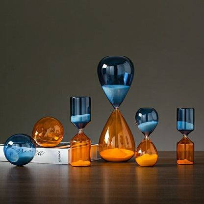 Chronovist zandloper timer met elegant glazen ontwerp en meerdere tijdopties voor woondecoratie