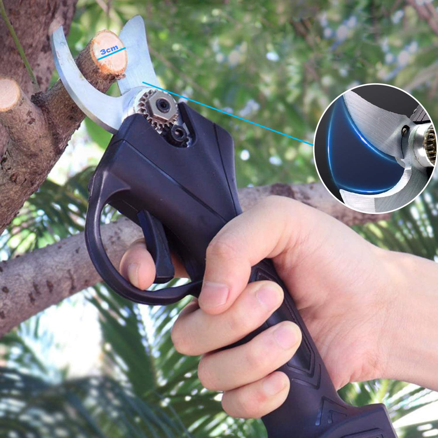 Draadloze elektrische snoeischaar – 21V tuinschaar met stalen messen
