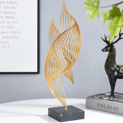 Curvique Abstracte Gouden Metaalsculptuur voor Woondecoratie