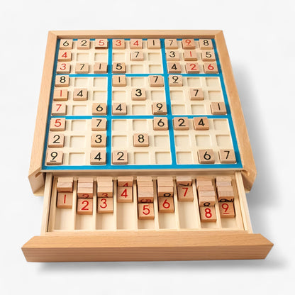 Daan houten Sudoku bordspel met opberglade