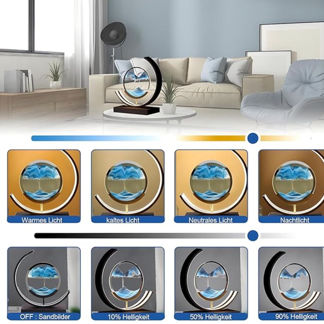 Diepzee zandlandschappen: verlichte zandkunst voor serene woondecoratie