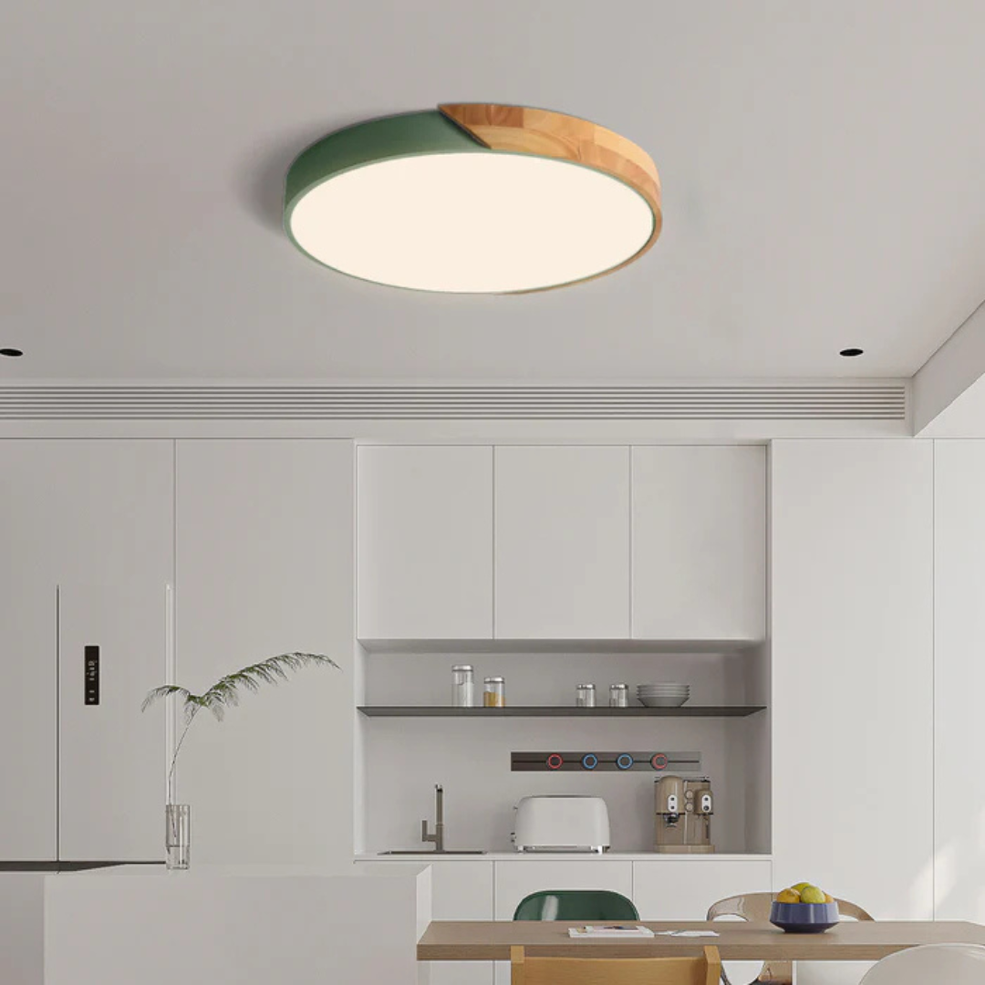 Delos Scandinavische houten LED-plafondlamp voor moderne sfeerverlichting