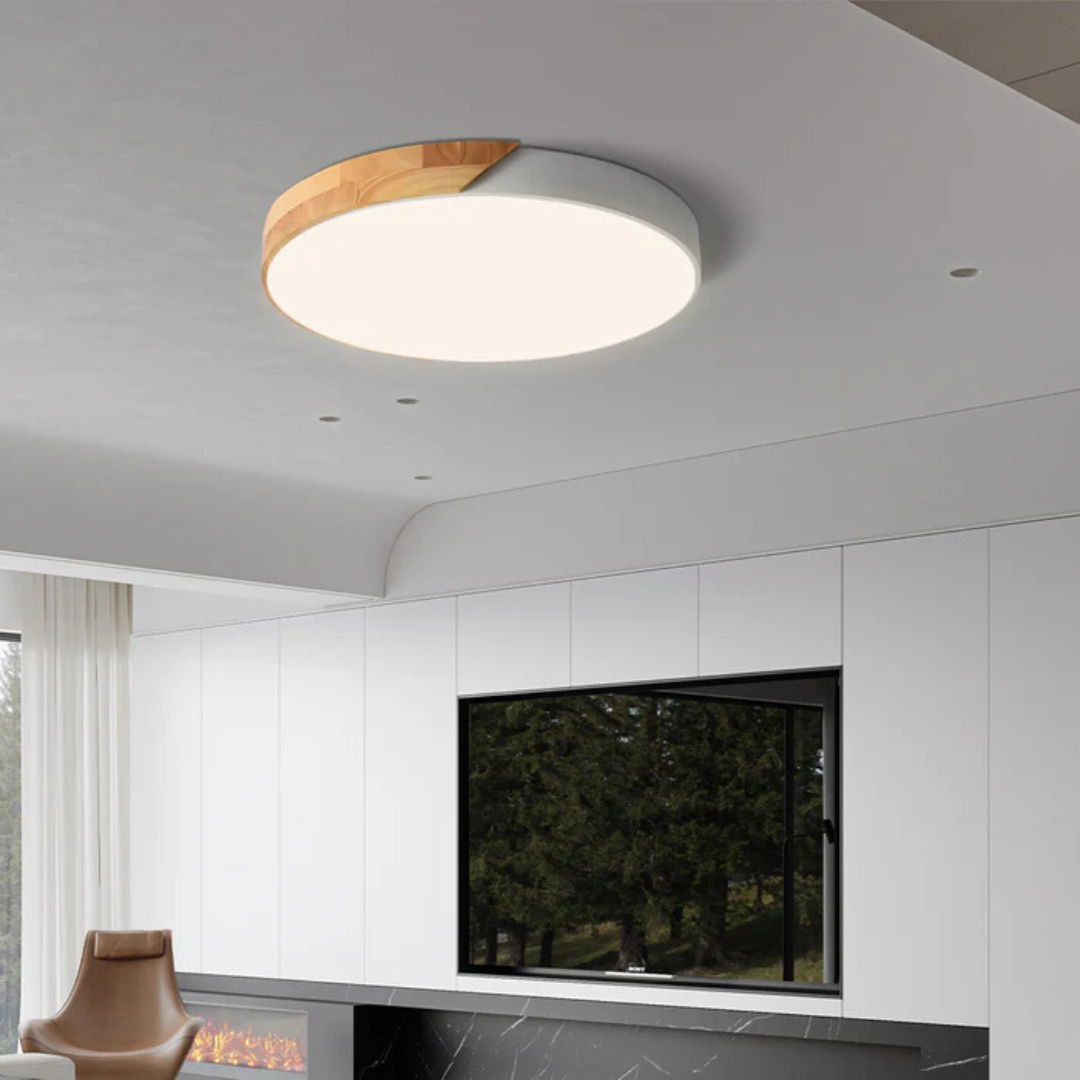Delos Scandinavische houten LED-plafondlamp voor moderne sfeerverlichting