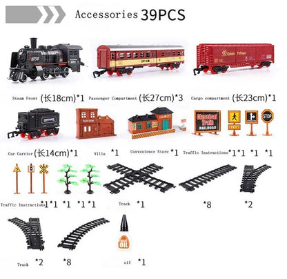 Deluxe 39-delige HO schaal modeltreinset met rooklichten en ovaal spoor