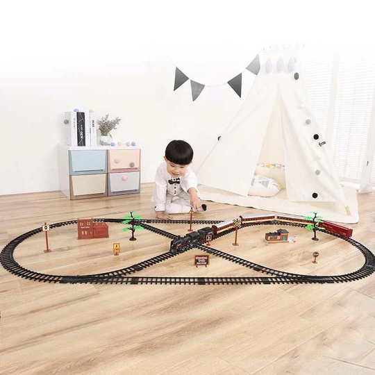 Deluxe 39-delige HO schaal modeltreinset met rooklichten en ovaal spoor