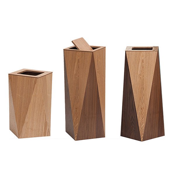 Diamond houten afvalbak minimalistische prullenbak met deksel
