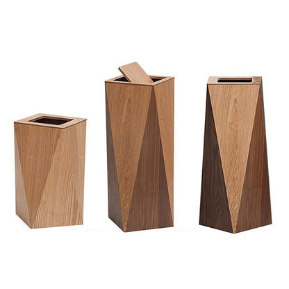 Diamond houten afvalbak minimalistische prullenbak met deksel