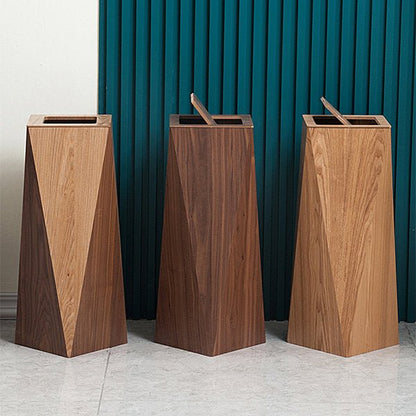 Diamond houten afvalbak minimalistische prullenbak met deksel