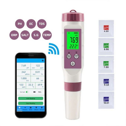 Digitale 7-in-1 Slimme Waterkwaliteitsmeter met App-Connectiviteit