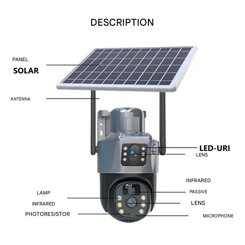 DualGuard solar 4K draadloze beveiligingscamera met 360 graden bediening