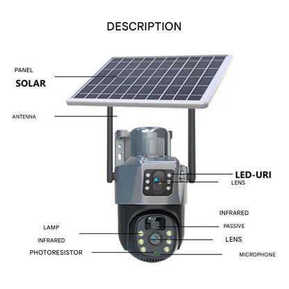 DualGuard solar 4K draadloze beveiligingscamera met 360 graden bediening
