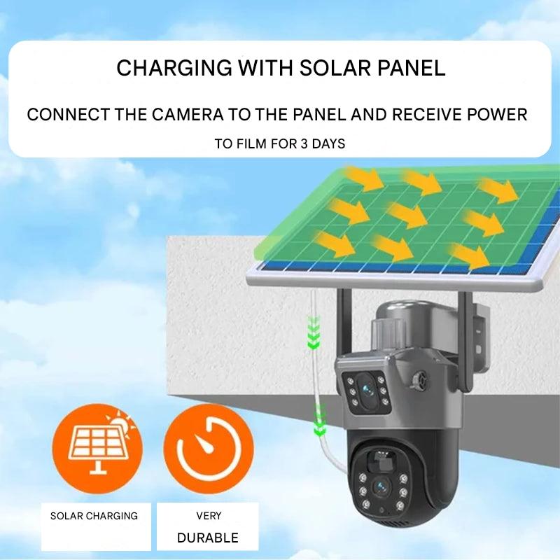 DualGuard solar 4K draadloze beveiligingscamera met 360 graden bediening