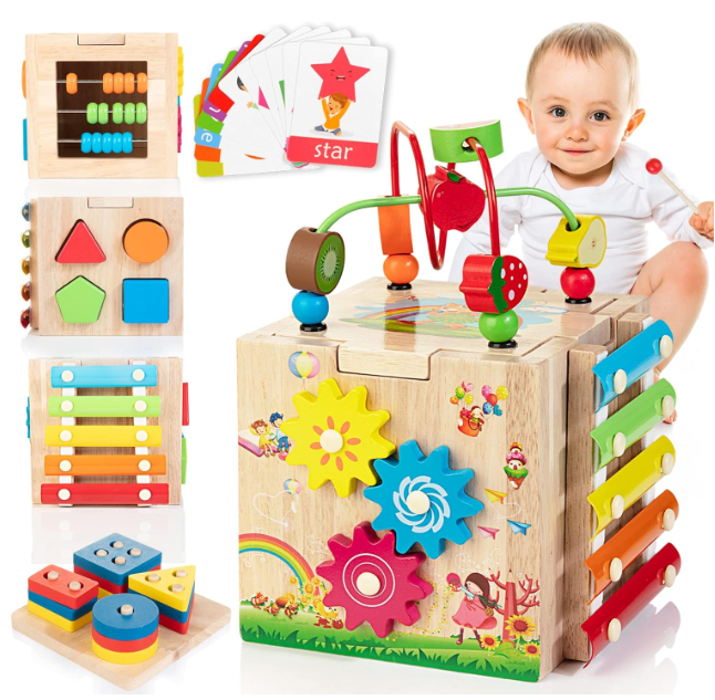 EduCube 8-in-1 houten Montessori activiteitenspeelgoed voor peuters (18+ maanden)
