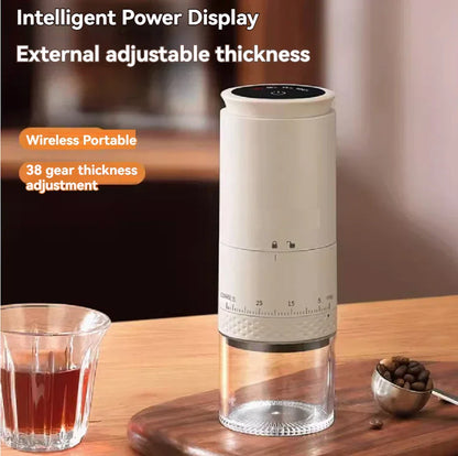 Elektrische koffiemolen met verstelbare maalschijf en USB oplaadbaar ontwerp