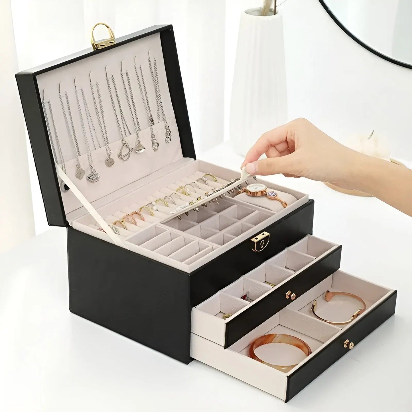 EleganceBox luxe sieradenorganizer met meerdere opberglagen