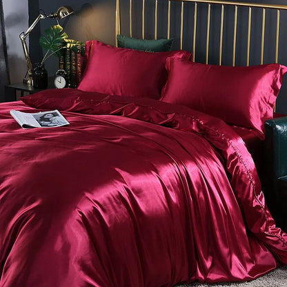 Elegante satijnen zijden beddengoed set luxe zachte lakens