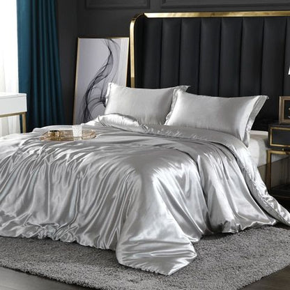 Elegante satijnen zijden beddengoed set luxe zachte lakens