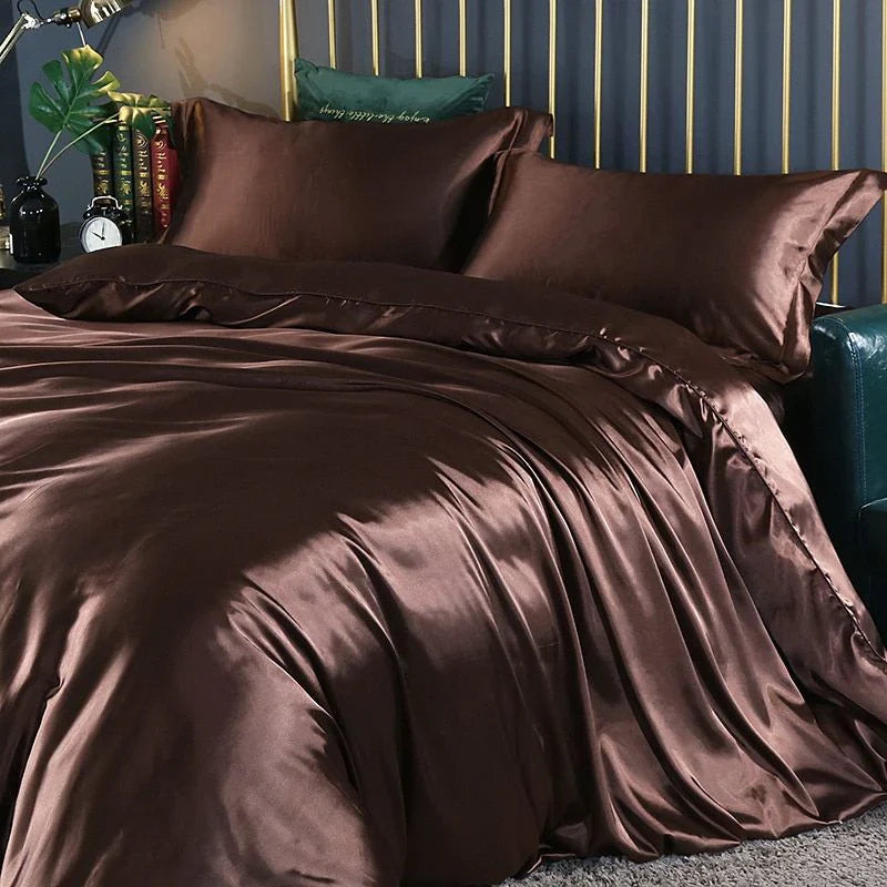Elegante satijnen zijden beddengoed set luxe zachte lakens
