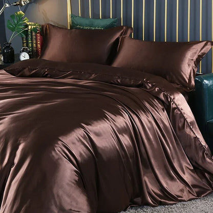 Elegante satijnen zijden beddengoed set luxe zachte lakens