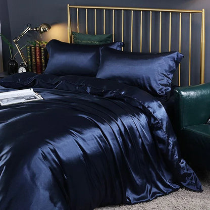 Elegante satijnen zijden beddengoed set luxe zachte lakens
