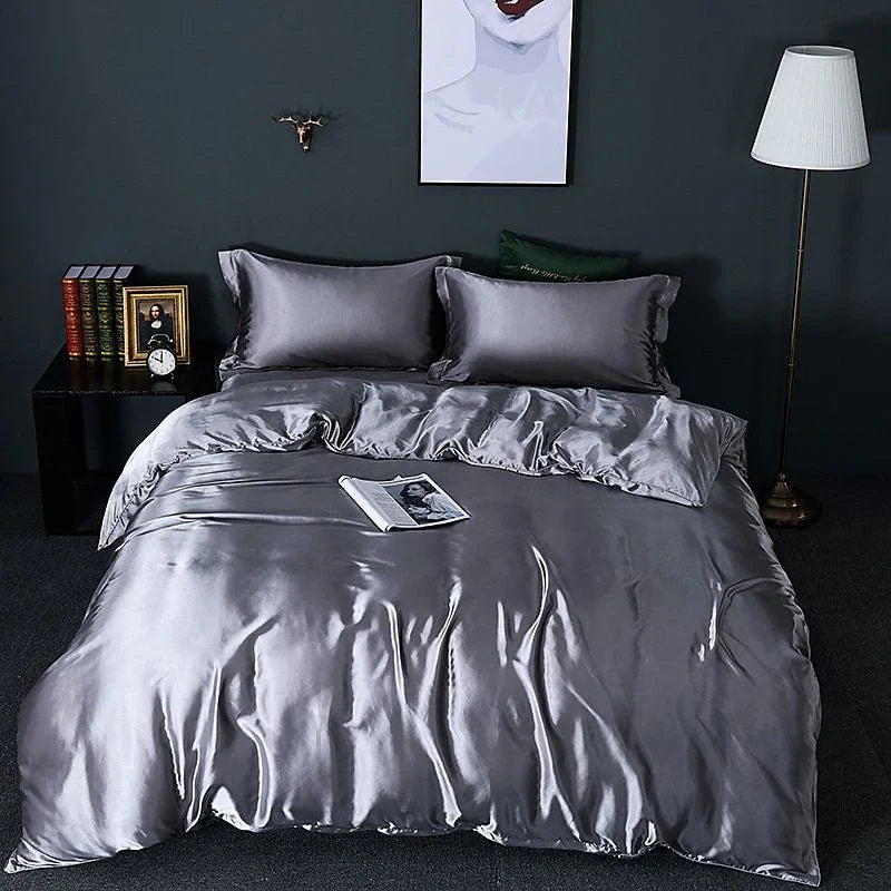 Elegante satijnen zijden beddengoed set luxe zachte lakens