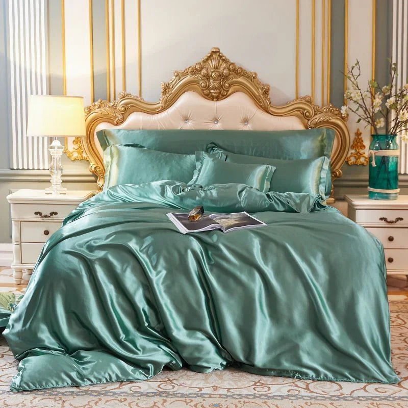 Elegante satijnen zijden beddengoed set luxe zachte lakens