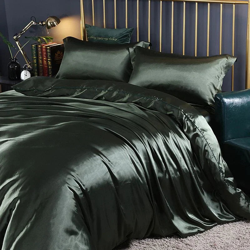 Elegante satijnen zijden beddengoed set luxe zachte lakens