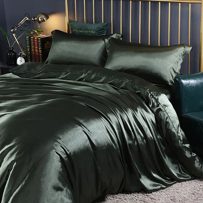 Elegante satijnen zijden beddengoed set luxe zachte lakens