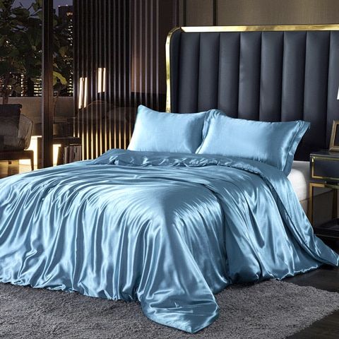 Elegante satijnen zijden beddengoed set luxe zachte lakens