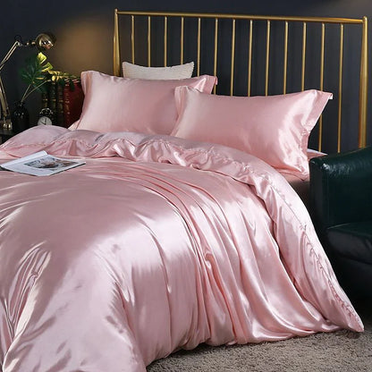 Elegante satijnen zijden beddengoed set luxe zachte lakens