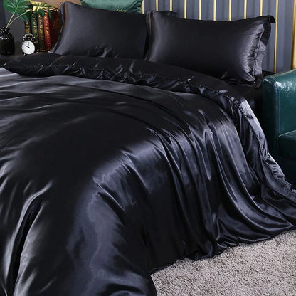 Elegante satijnen zijden beddengoed set luxe zachte lakens