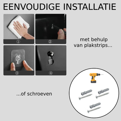 ElegantEssentials wandgemonteerde toiletrolhouder met plank en lade