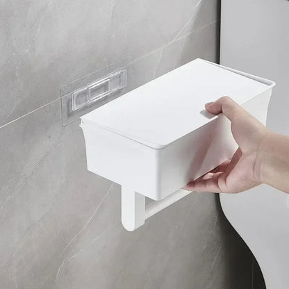 ElegantEssentials wandgemonteerde toiletrolhouder met plank en lade