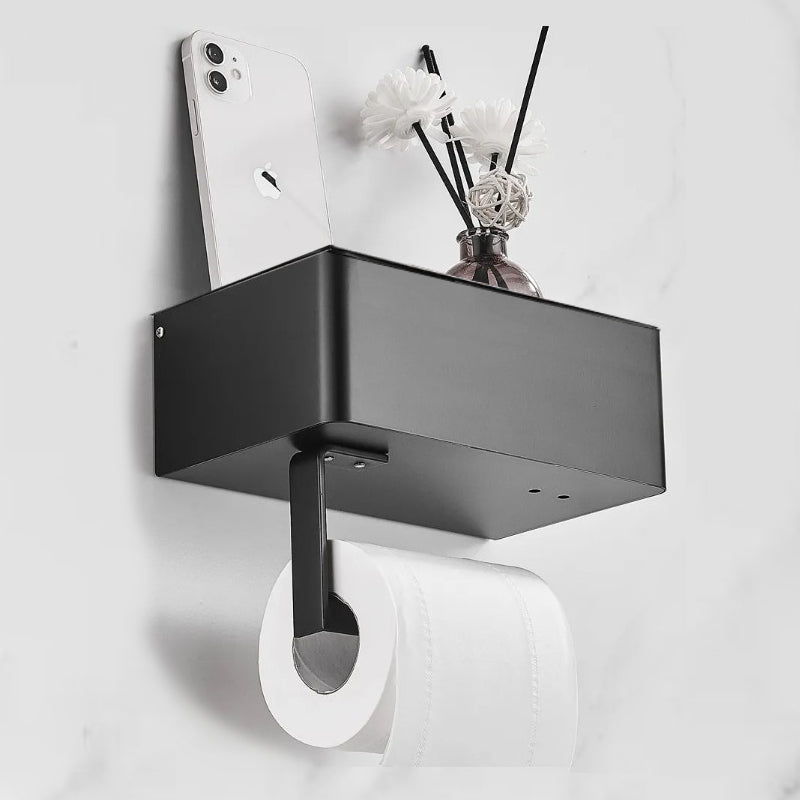 ElegantEssentials wandgemonteerde toiletrolhouder met plank en lade