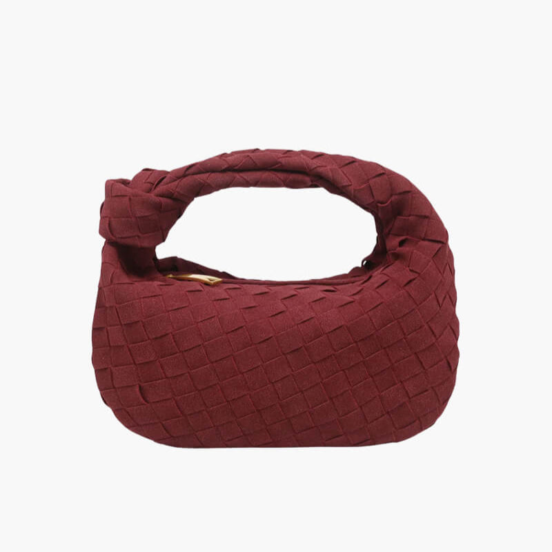 Elsa Mini Suède Tas Geweven Knoptas met Gouden Accenten