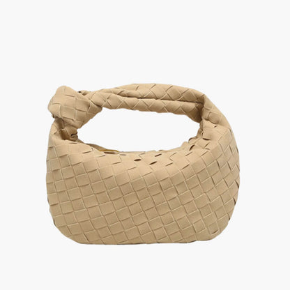 Elsa Mini Suède Tas Geweven Knoptas met Gouden Accenten