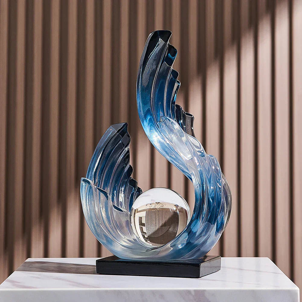 Ethereal Flow glazen ornament met elegant ontwerp voor moderne woondecoratie