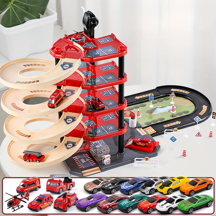 FirePark Meerdere Verdiepingen Brandweerkazerne Speelset met Vrachtwagens en Accessoires