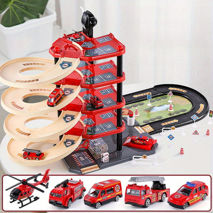 FirePark Meerdere Verdiepingen Brandweerkazerne Speelset met Vrachtwagens en Accessoires