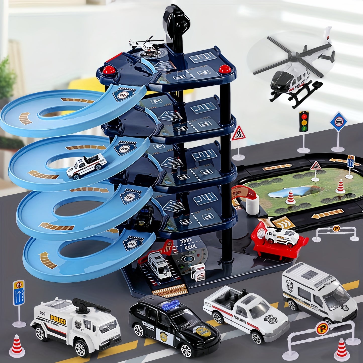 FirePark Meerdere Verdiepingen Brandweerkazerne Speelset met Vrachtwagens en Accessoires