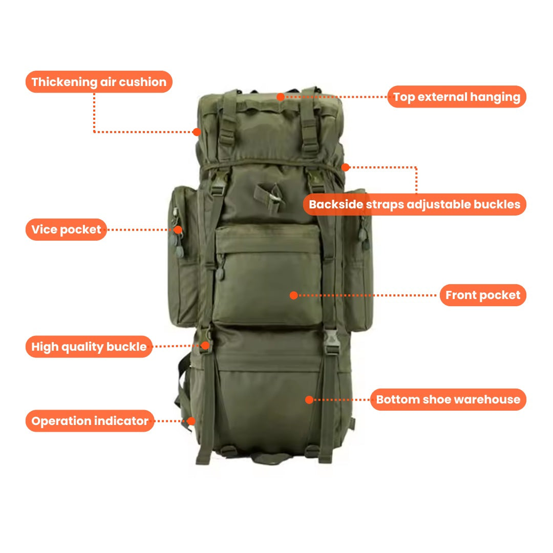 Outdoor Rugzak – 70L Wandel- en Reistas